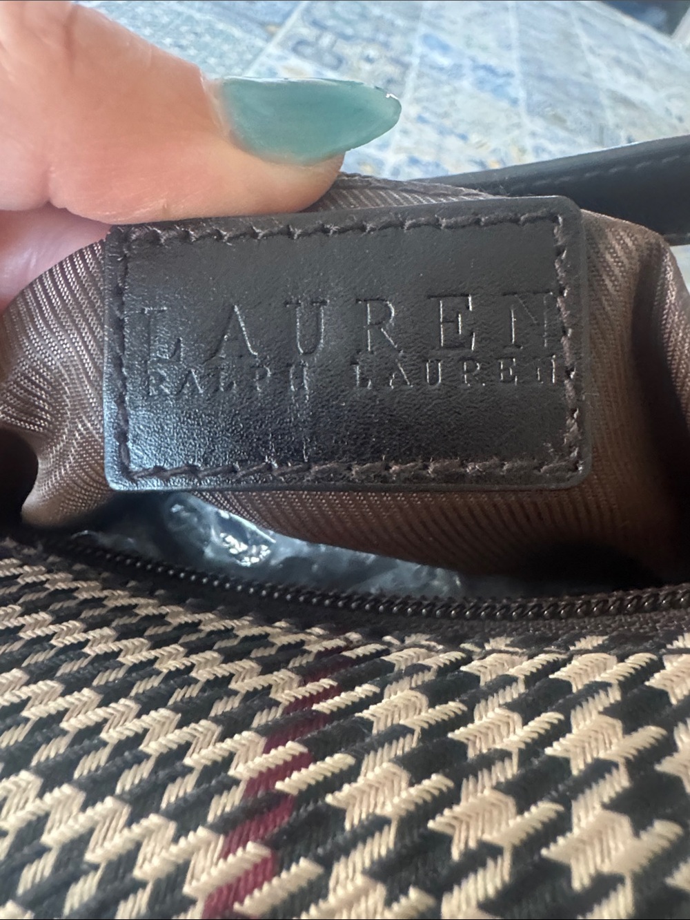 Ralph Lauren Houndstooth Plaid Mini shoulder Bag - Picture 4 of 7